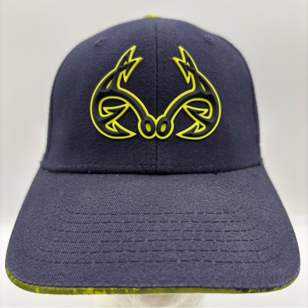 Realtree Fishing Men’s Outdoor Cap Navy Snapback Hat Deer Antler Q3 Tech Coastal